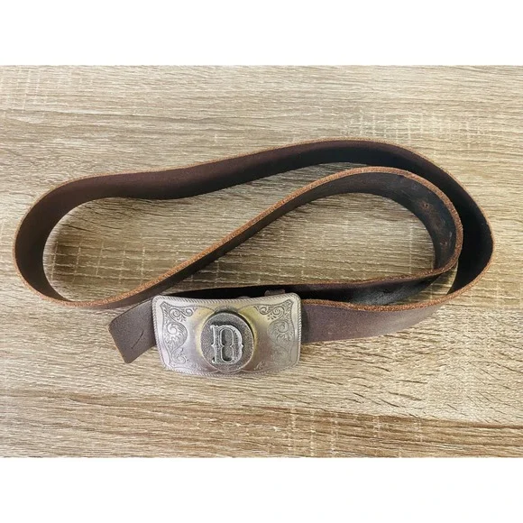 Bullhead Leather Belt Mens Size 36 Brown Genuine Leather Western Style - Picture 5 of 8